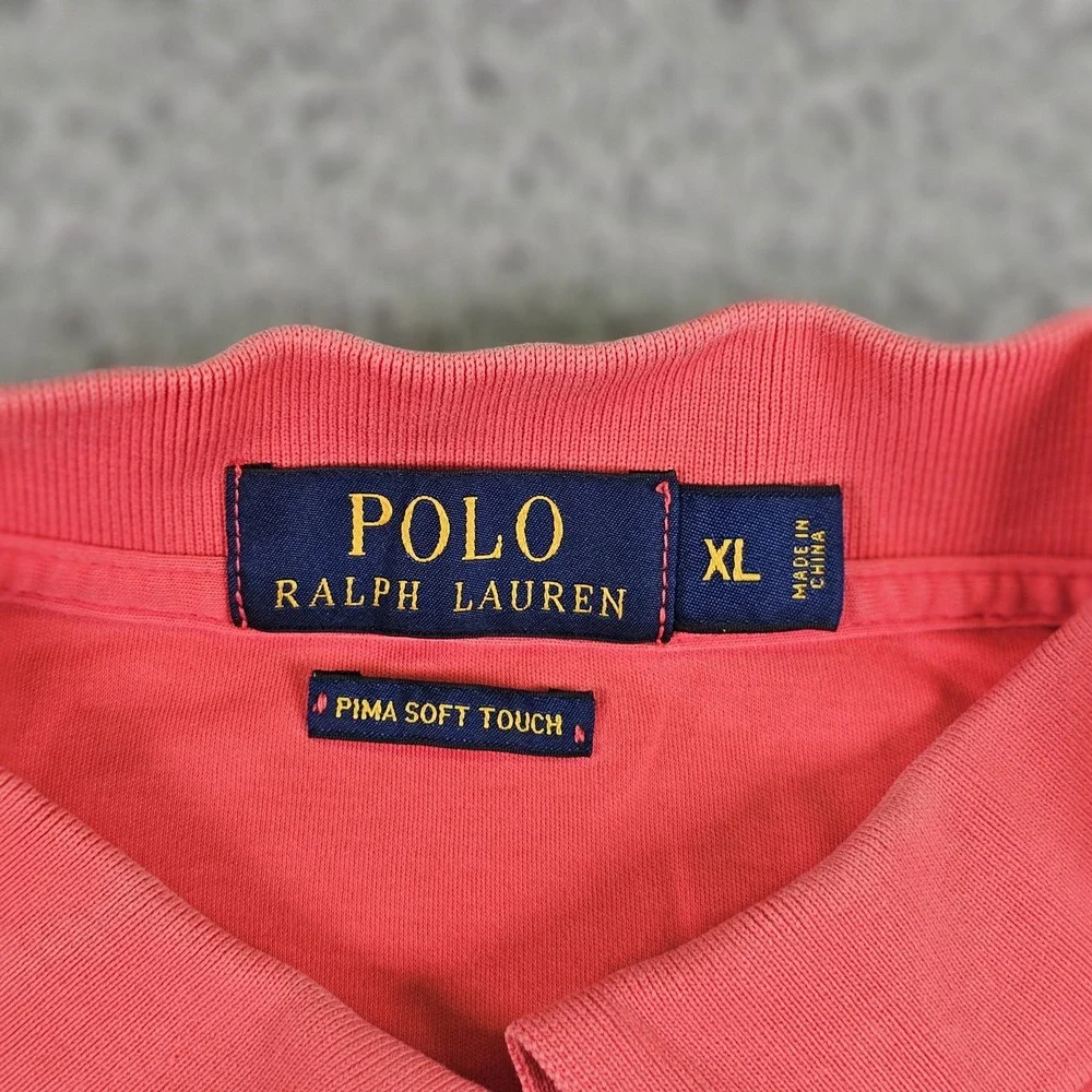 Ralph Lauren Polo Shirt Mens XL Pink Pima Soft Touch Short Sleeve Golf Casual